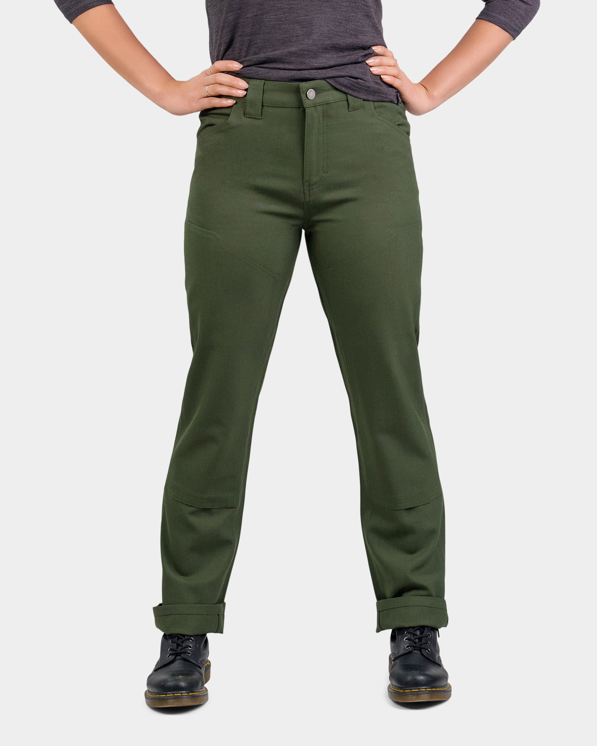 Sage green merino wool flat-front stretch Dress Pants