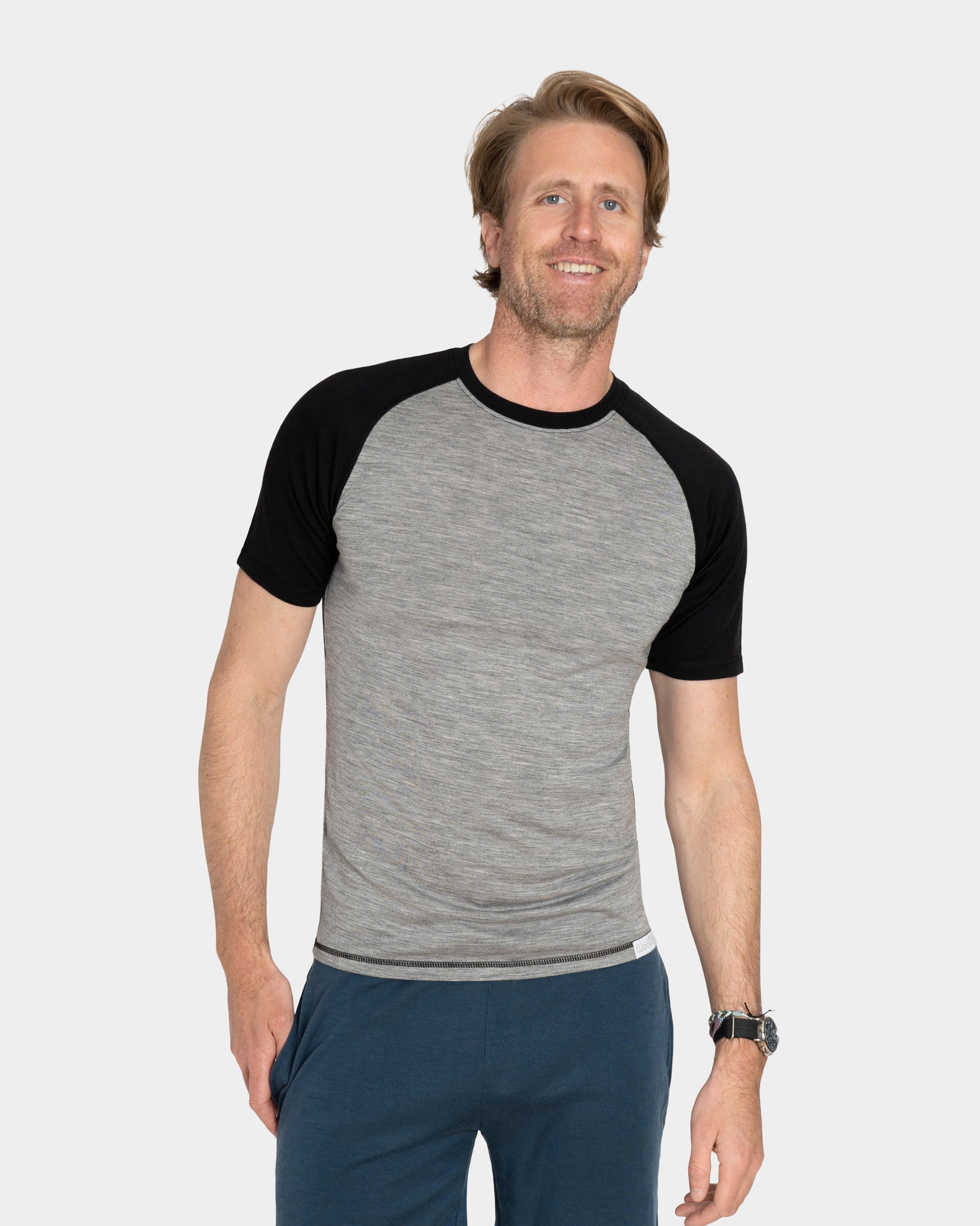 Regular Baseball Raglan Short Sleeve T-Shirt Black-Grey
