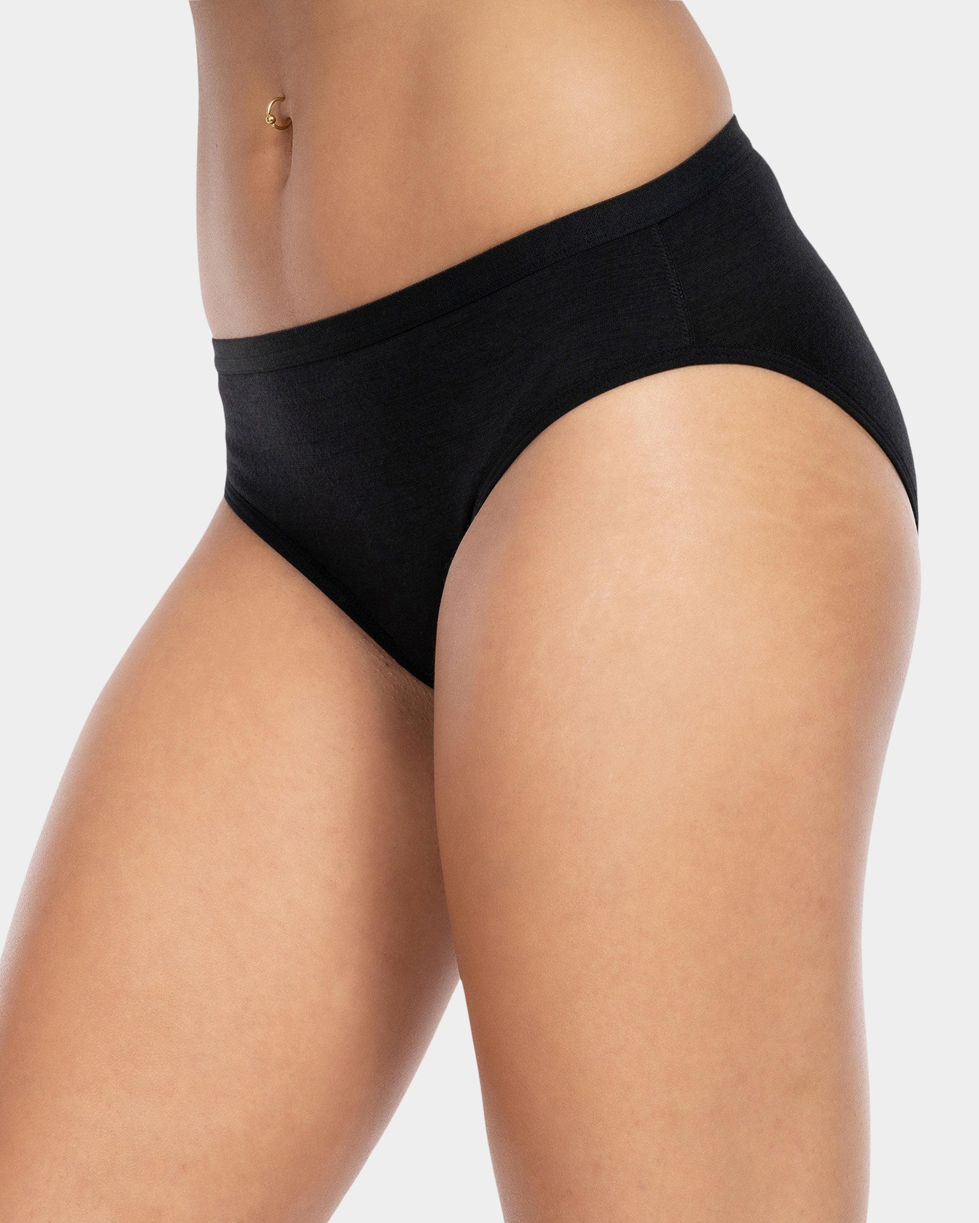 Bikini briefs in soft Q-NOVA yarn, Eco-Friendly, black, Women's Underwear